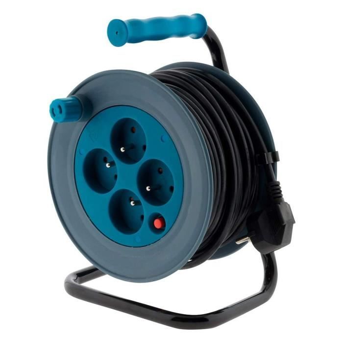 Enrouleur ménager ZENITECH 15m 3G1 mm² - Bleu