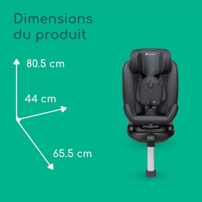 BEBECONFORT Siège auto évolutif pivotant 360° EvolveFix PLUS i-Size 0/1/2/3 - Isofix  0 à 12 ans (36 kg) - 40-150 cm TINTED BLACK
