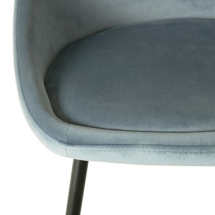 MACABANE AUGUSTIN - Lot de 2 chaises velours bleu pieds métal noir