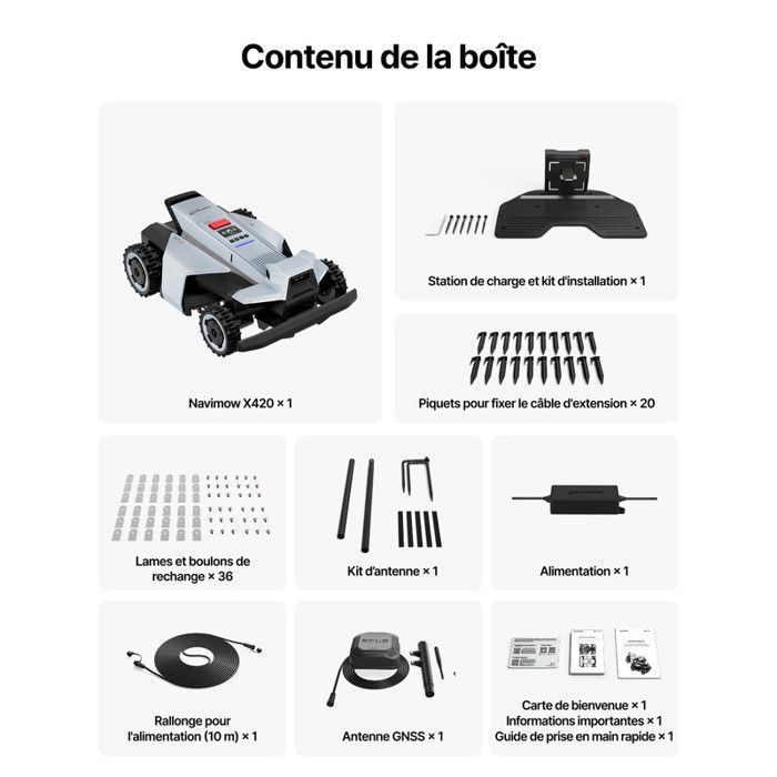 Segway Navimow X420 Robot tagliaerba + Garage X, perimetro wireless 2000 m², AWD + NRTK + visione a 360°, pendenza 84%, mappatura automatica