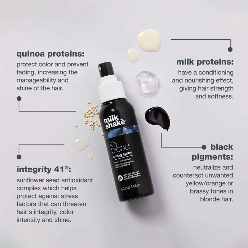 milk_shake® Icy Blond tónovací sprej neutralizuje žltkasté tóny
