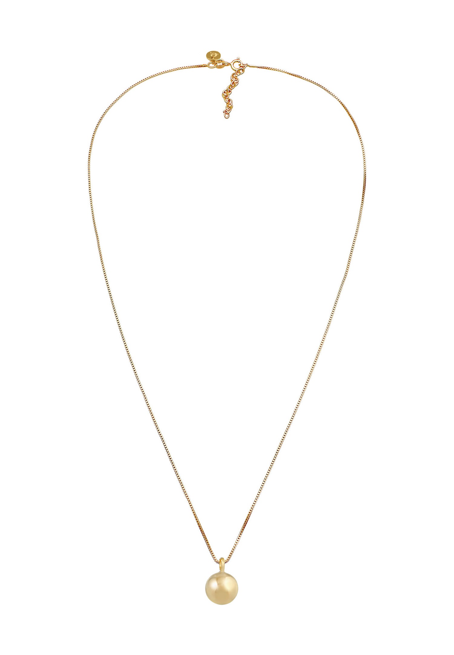 Elli PREMIUM Pendentif boule pour femme rond Basic Trend Blogger Minimal en argent sterling 925 plaqué or