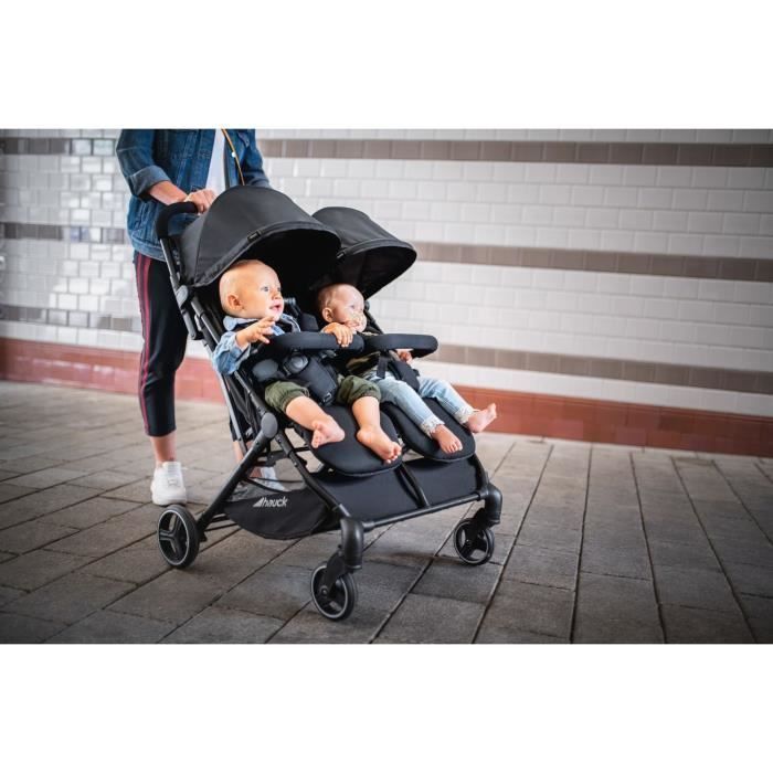 HAUCK - Double Stroller - SWIFT X DUO - 4 Wheels - One-Hand Fold - Black
