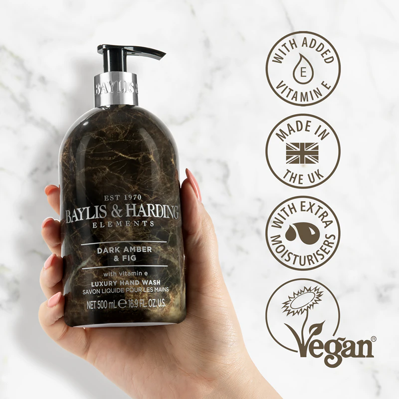 Sabonete líquido para mãos Baylis & Harding Elements Âmbar Escuro e Figo