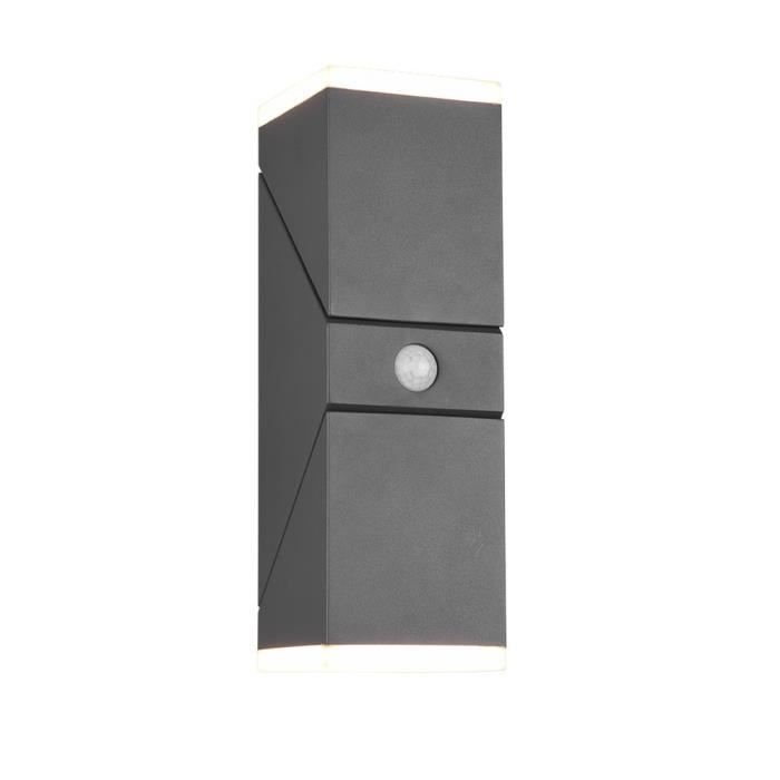 Luminária de parede externa - Trio - Avon - 2 lâmpadas - Antracite - IP54 com detector de movimento