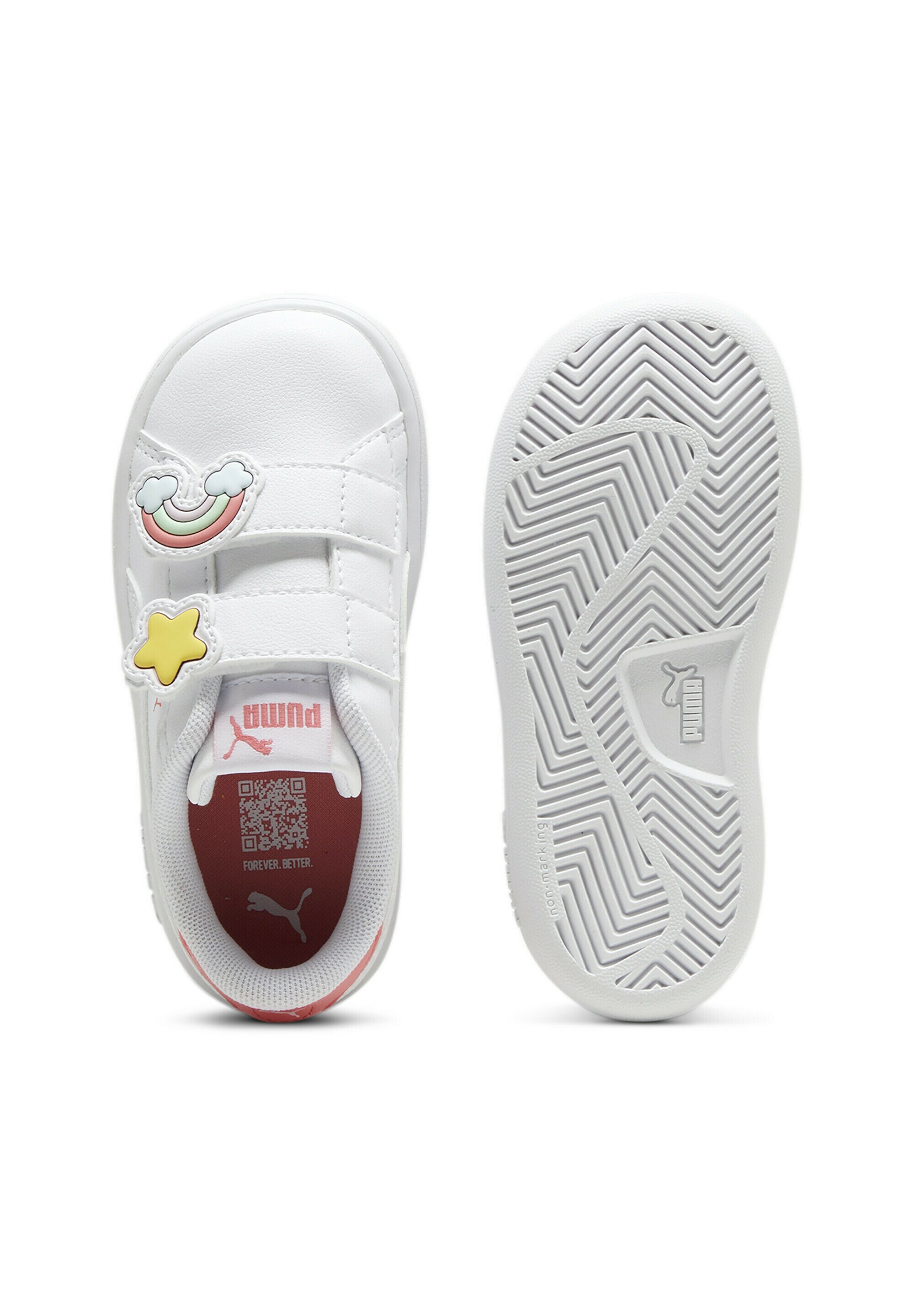 Puma SMASH - Babyschoenen - wit-passievrucht
