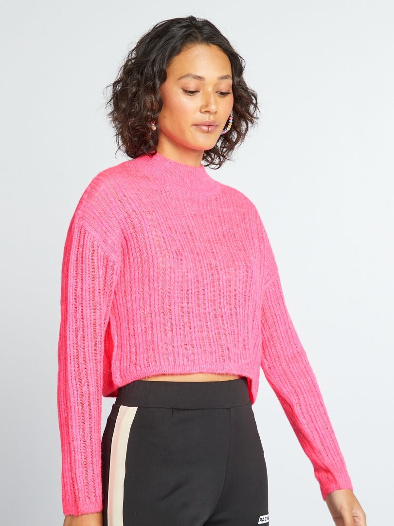 Pulover crop tricotat - ROZ