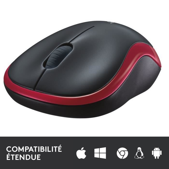 Ratón inalámbrico Logitech M185 rojo, ambidiestro