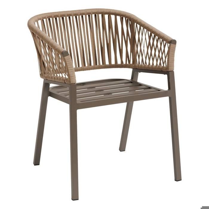 Set aus 2 Gartenstühlen „Oriengo“ in Honig- und Pralinenfarben, Aluminium und Netzgewebe – Hespéride