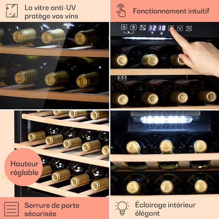 Wine cellar - Klarstein Barossa 29 Duo - 29 bottles - 80 L - 2 zones - 5 to 22 °C - LED - Black
