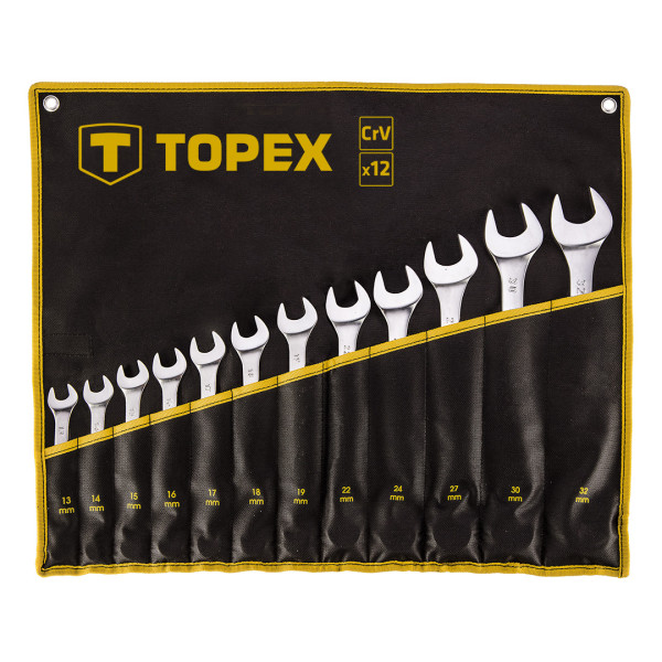 Klucze płasko-oczkowe 13-32 mm zestaw TOPEX 35D758