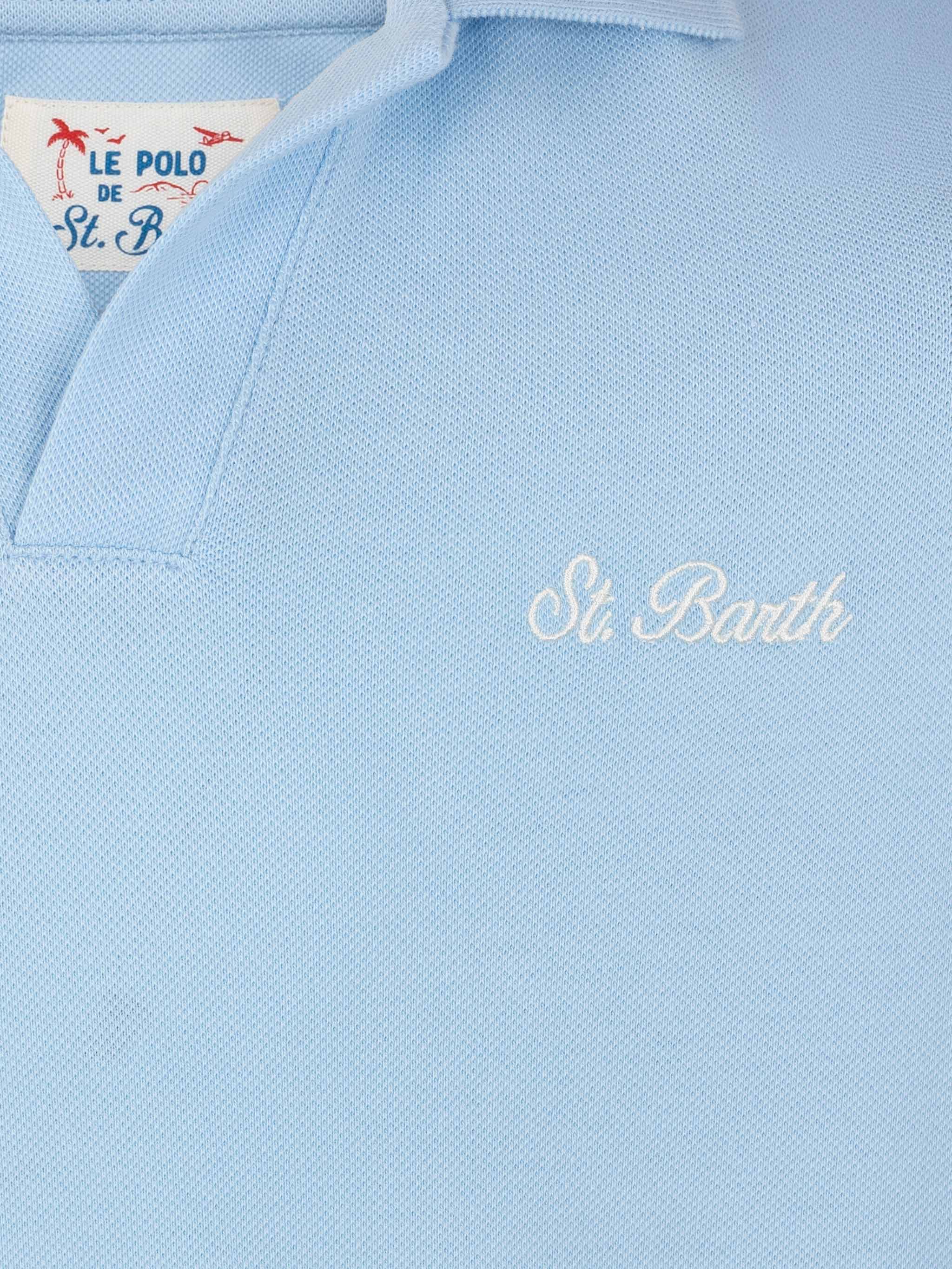 Charles Jr poloshirt in lichtblauw katoenpiqué