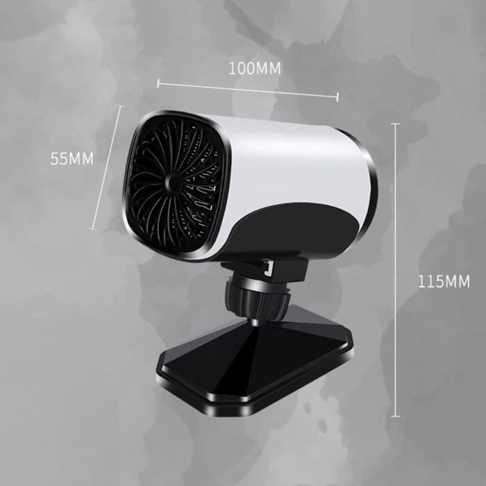 Mini ventilateur portable pour pare-brise de voiture 12V 150 W, Chauffage et refroidissement rapides, Avec ventouse
