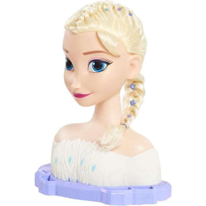 Testa per acconciature - FROZEN - Testa per acconciature Deluxe Elsa - Extension, accessori per capelli e rivelazione del colore, età 3+