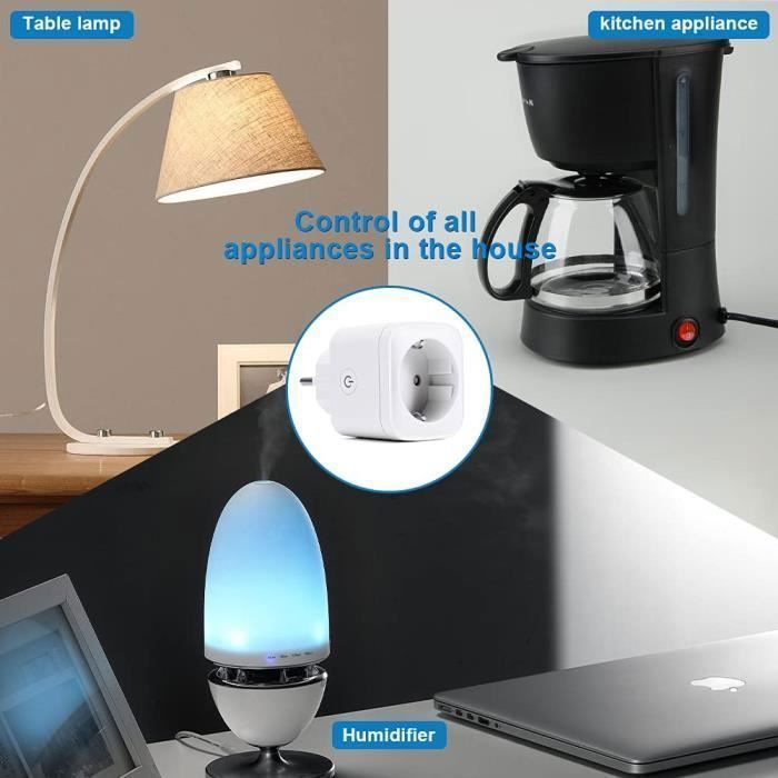 Smart strømskinne - Noname - 4 stikkontakter - Kompatibel med Alexa og Google Home - IP44 vanntett - Type F