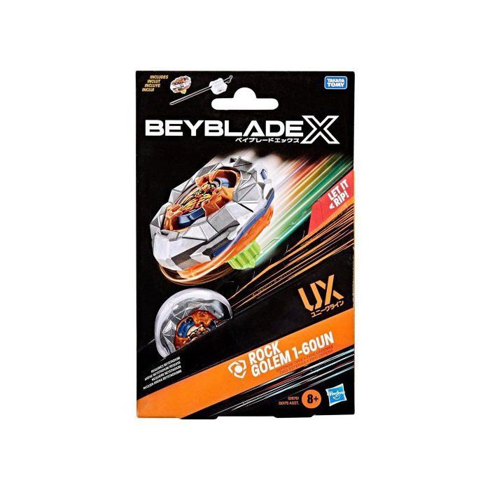Set Beyblade X Rock Golem 1-60UN UX con trottola - Trottola + lanciatore - Tipo Difesa + 1 carta