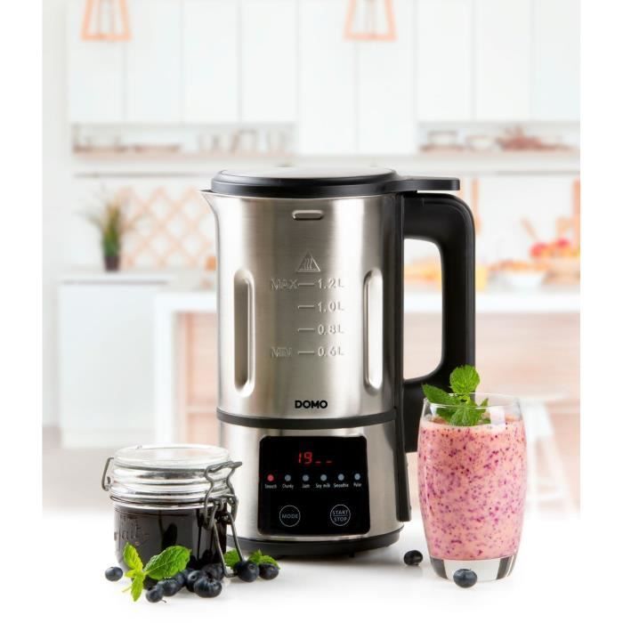 Liquidificador aquecido DOMO - Aço inoxidável - 1,2 L - 6 programas - 800 watts - DO727BL