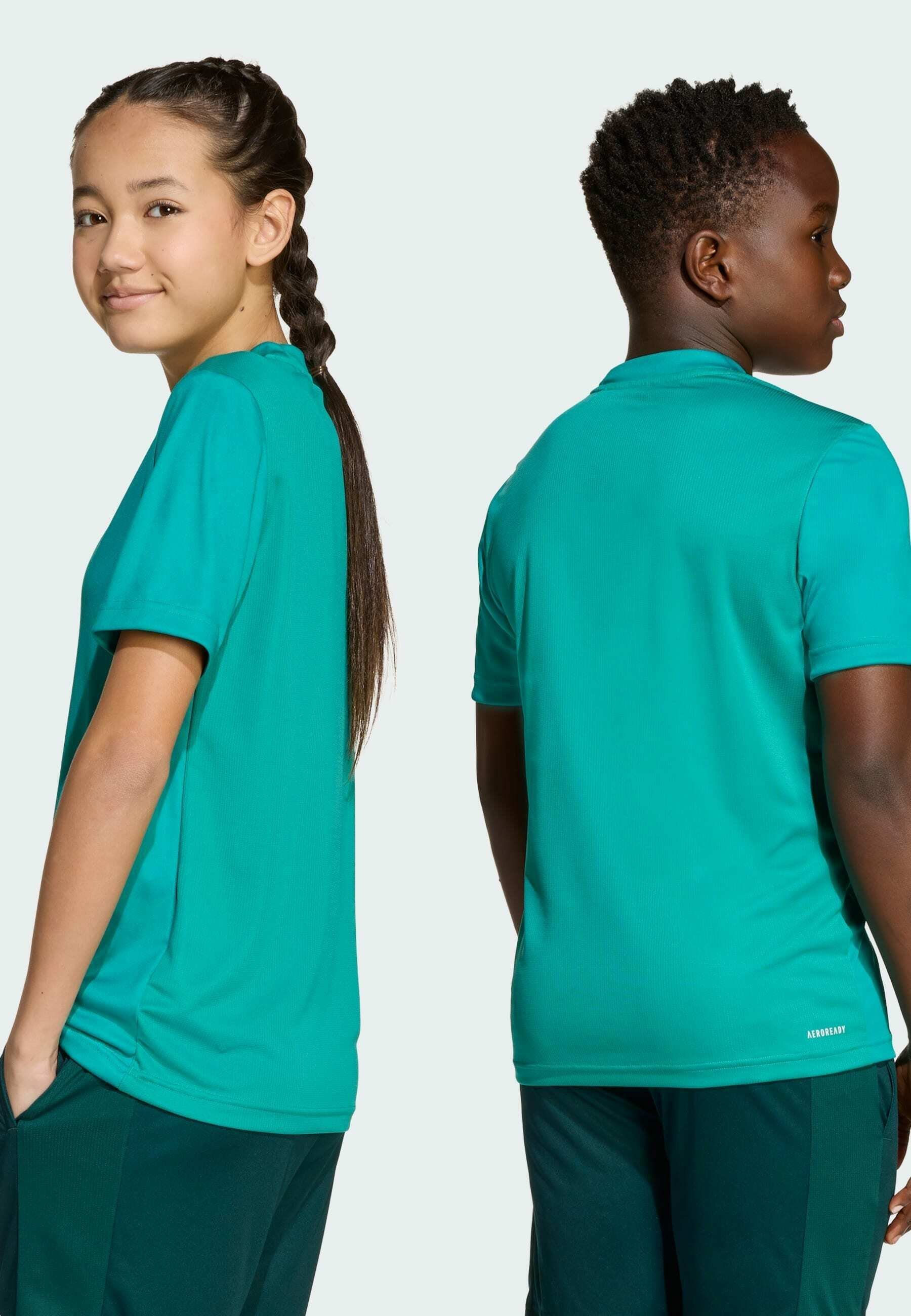 adidas Performance TRAINING ESSENTIAL JUNIOR UNISEX - T-shirt met print - puur turquoise wit