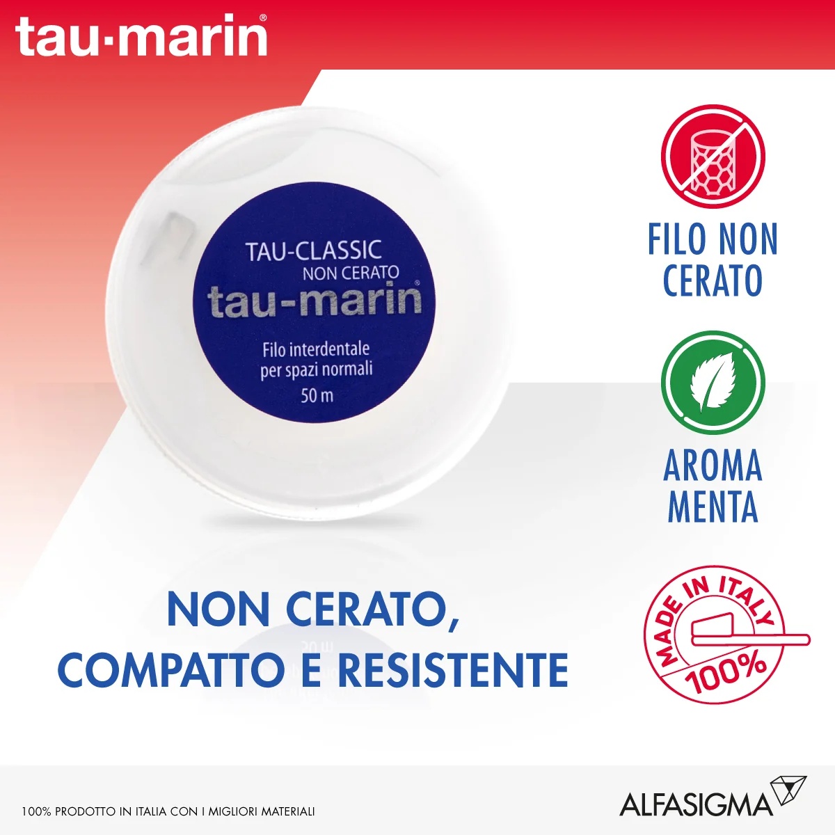 ALFASIGMA TAU MARIN Tau-Marin Classic ungewachste Zahnseide 50 m