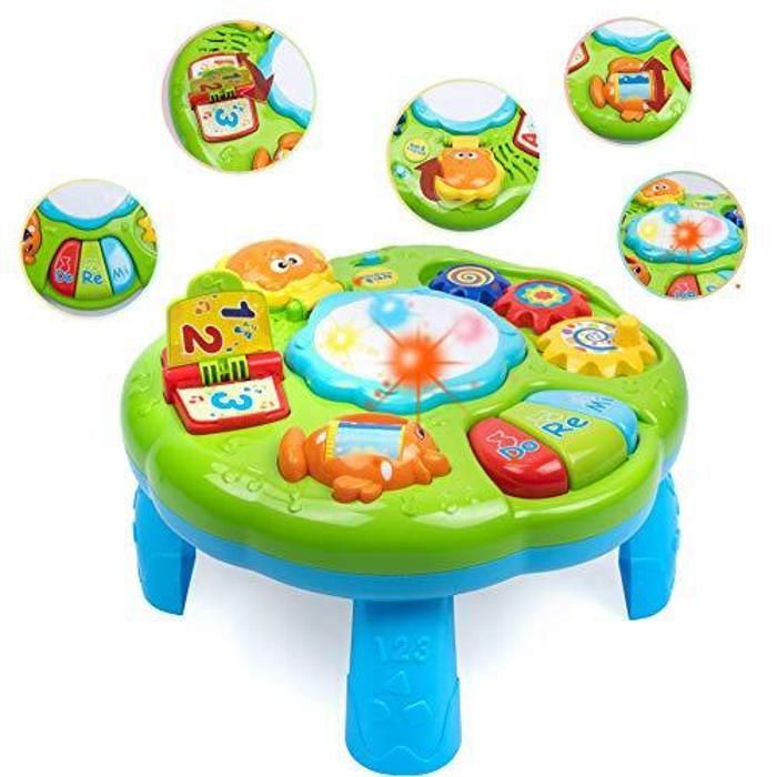 Mesa de actividades para bebés, juguetes para bebés de 1 año, con luces y música, juguete musical para bebés de 6 a 18 meses.