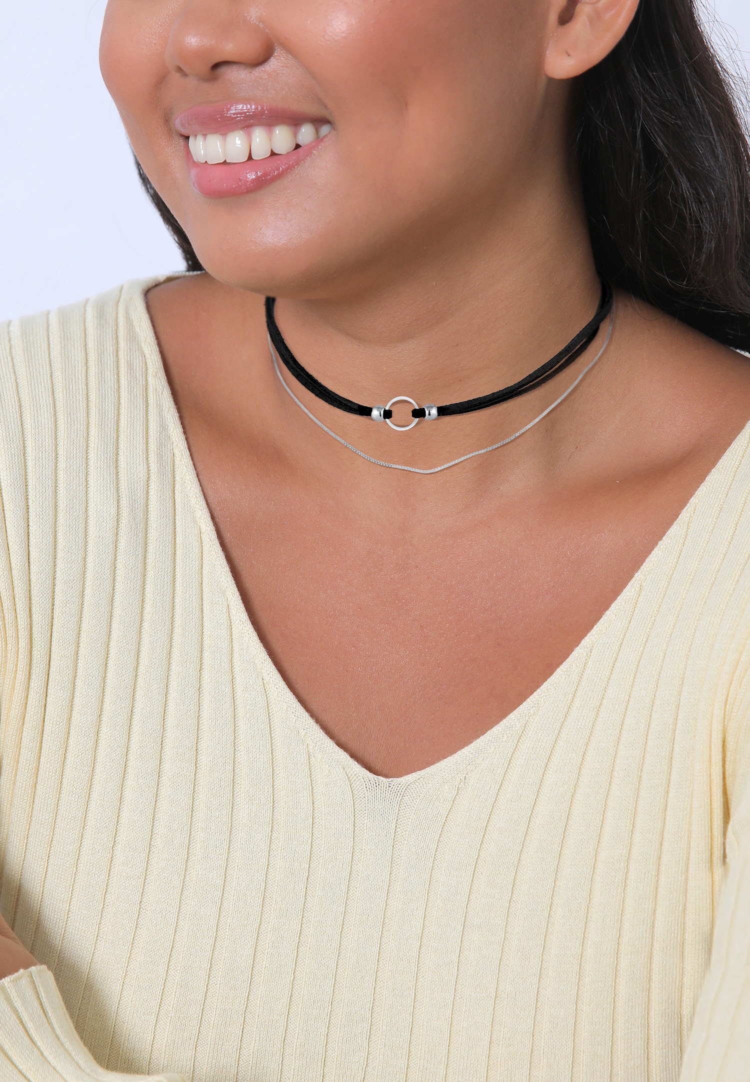 Elli Femmes choker cercle vénitien set en daim en argent sterling 925