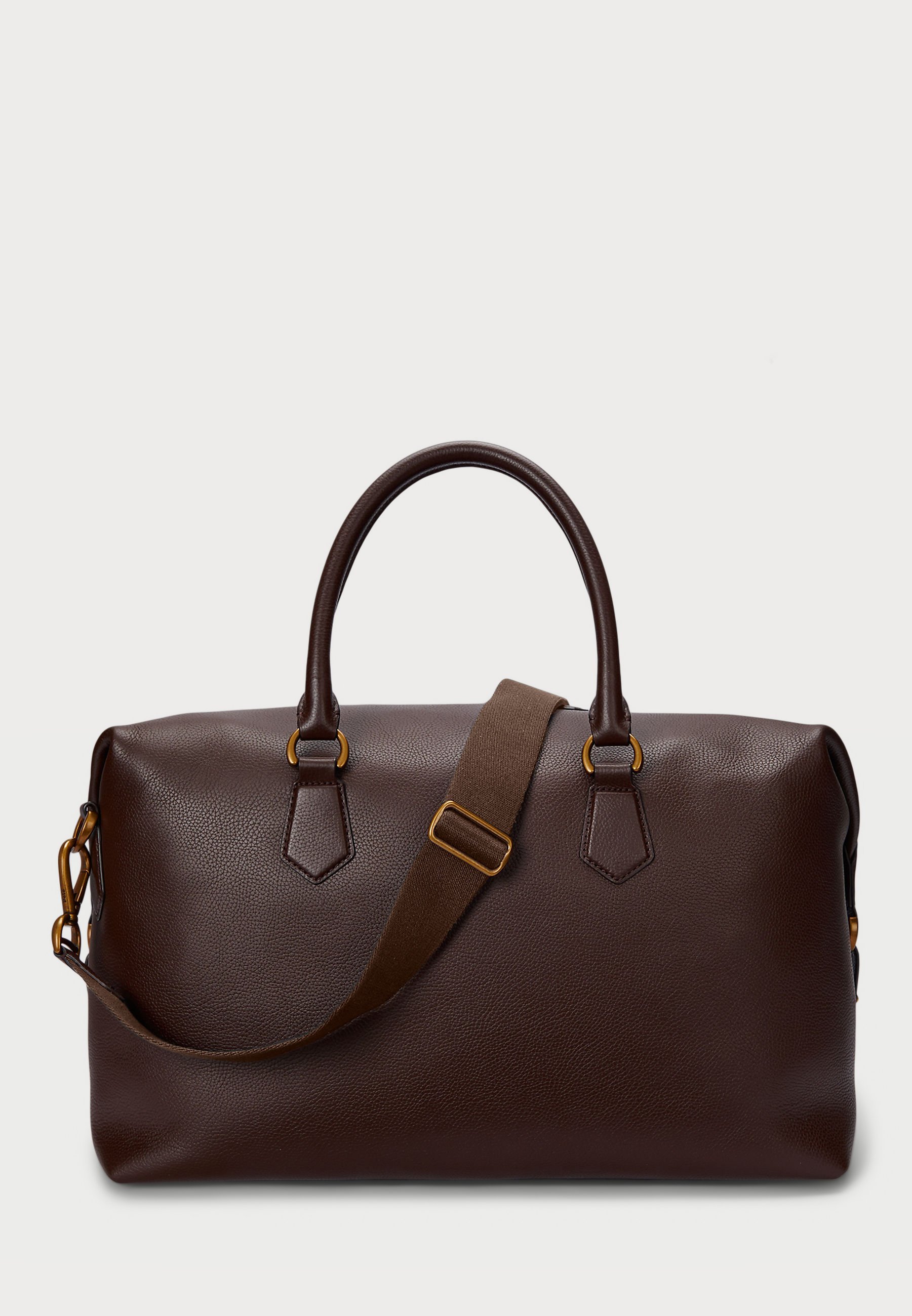 Polo Ralph Lauren PEBBLED LEATHER DUFFEL - Geantă de weekend - maro închis