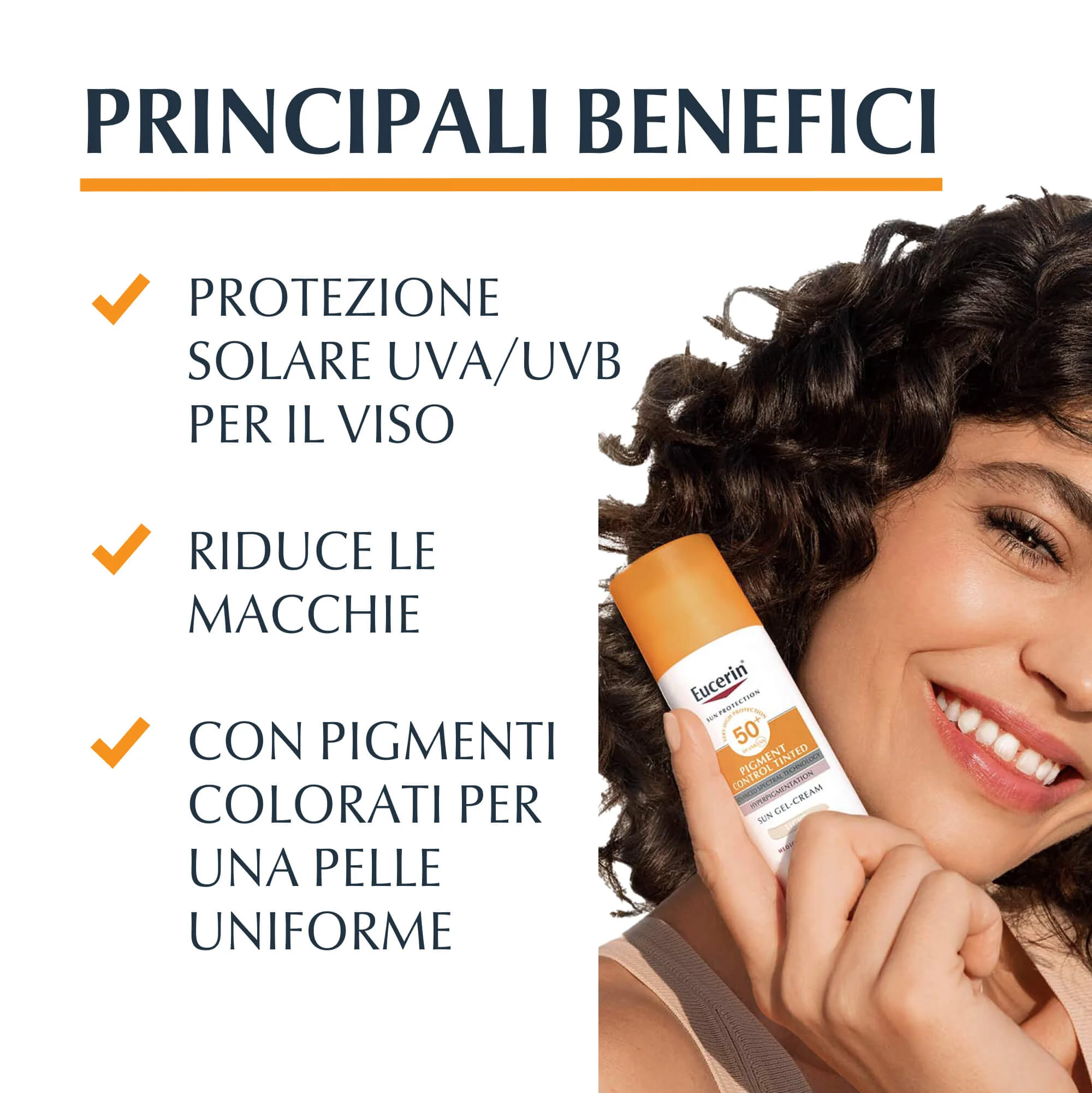 Sun Protection Pigment Control Tinted Face Sun Gel-Creme SPF50+ - Solare viso alta prot., Crema viso colorata antimacchie