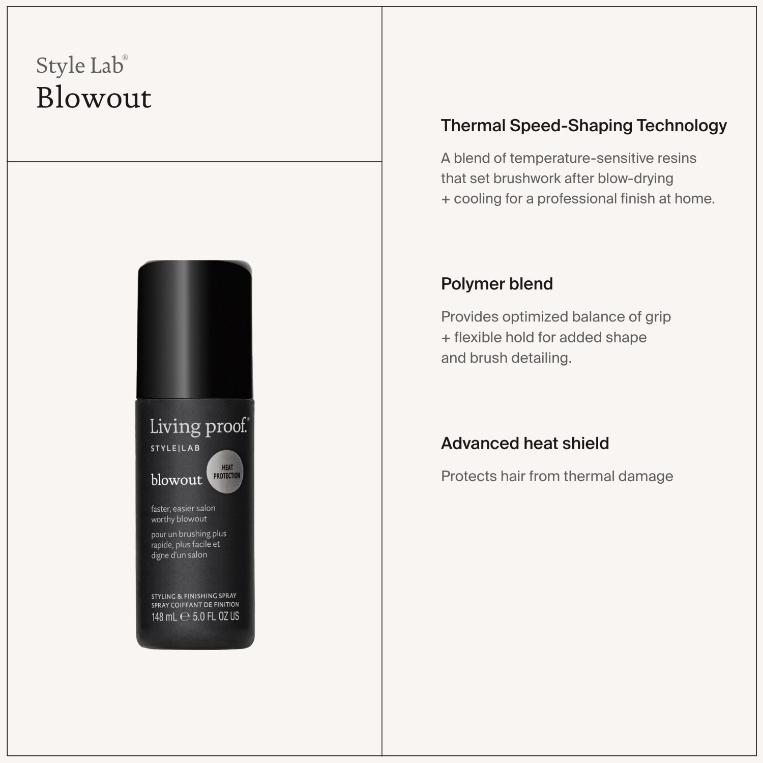 Stylingový a dokončovací sprej na vlasy Living Proof Hairspray Style Lab Blowout - 148 ml