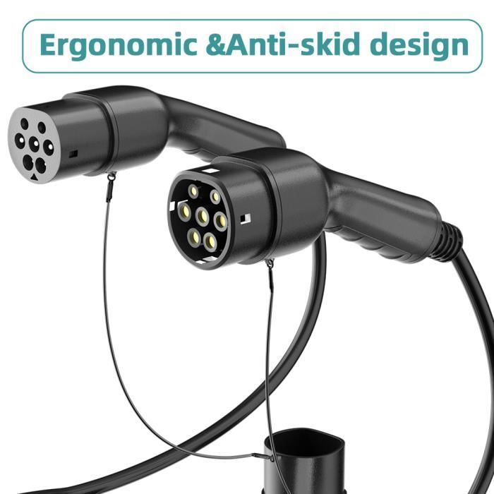 JATRHG Câble de Recharge EV 7.2KW 32Amp /Monophasée/ 5 mètres/Véhicule électrique et Hybride Rechargeable de Type 2 à Type 2