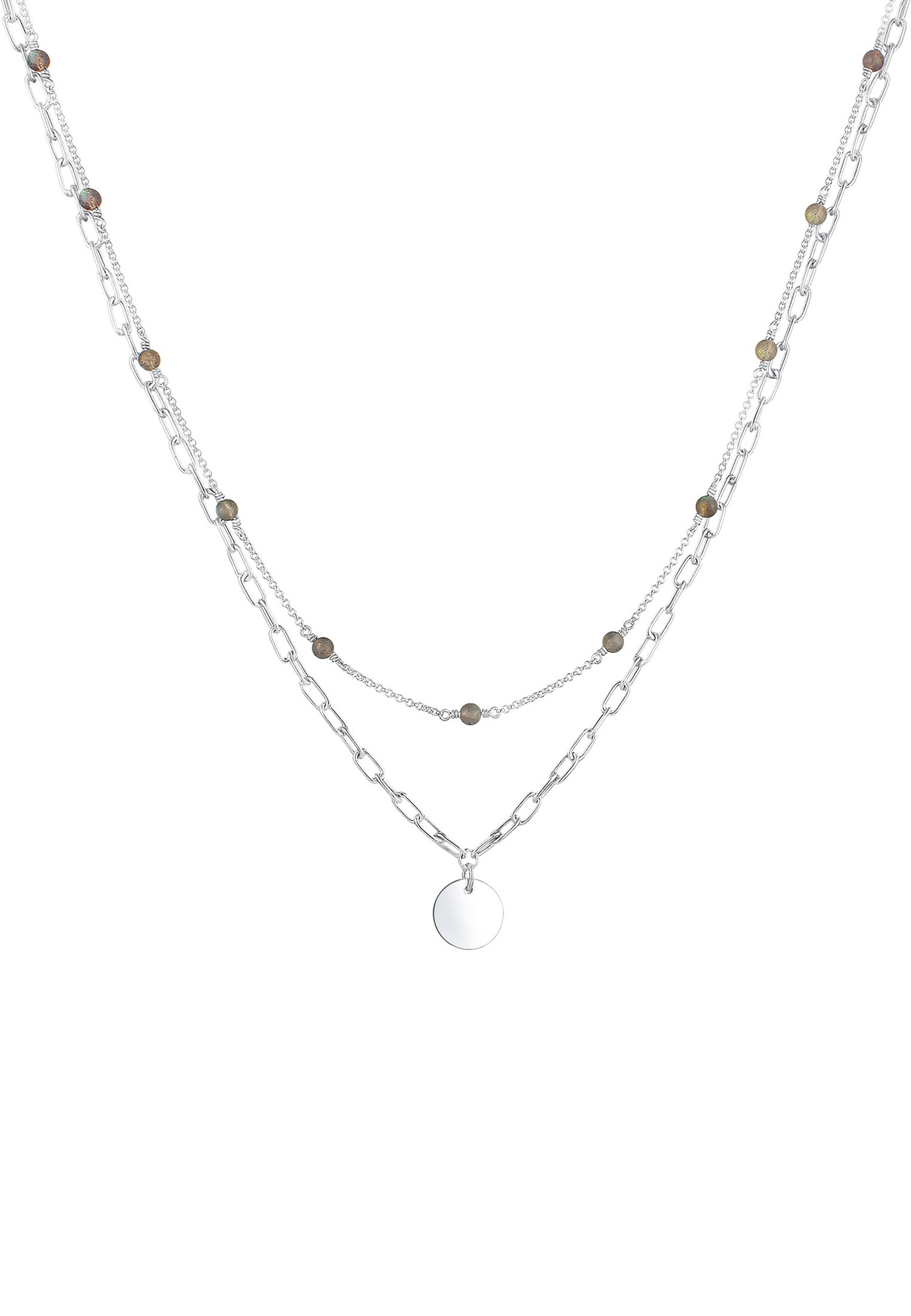 Elli PREMIUM Chaîne de vélo pour dames Pierre de Labradorite en argent sterling 925
