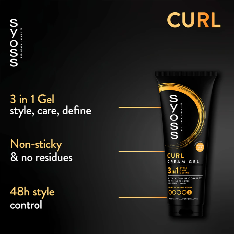 Syoss Curl Cream Gel, stylingový krém, ktorý zvýrazňuje vlny gélovou konzistenciou.