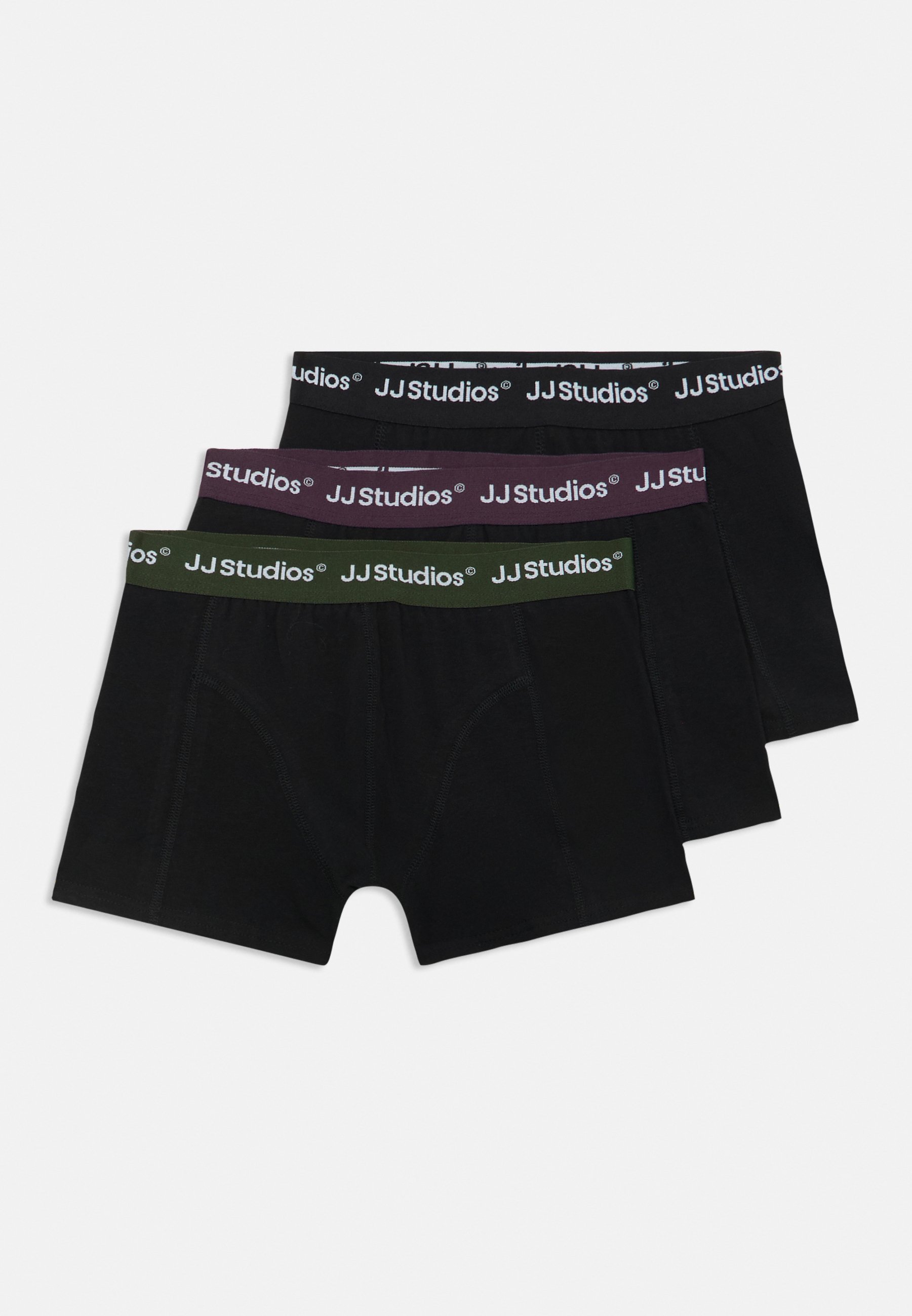 Jack & Jones Junior JACSOHO SOLID TRUNKS 3-PACK - Broek - zwarte rugzak/sporttas/pruimkleurige perfect