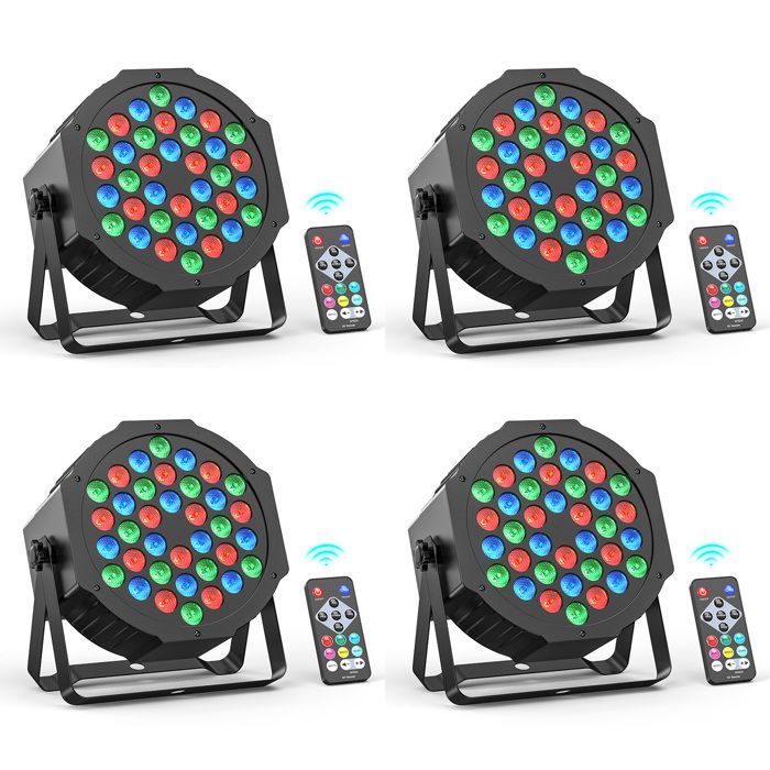 PACK OF 4 LED PROJECTORS - JAJALUYA DJ RGB SOUND Stage Lights for BAR CLUB DISCO DANCE PARTY