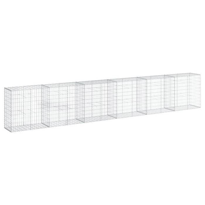 vidaXL Gabionkorf met deksel 600x50x100 cm gegalvaniseerd ijzer, gabionmuur, gabion keermuur, hekwerk 3295147