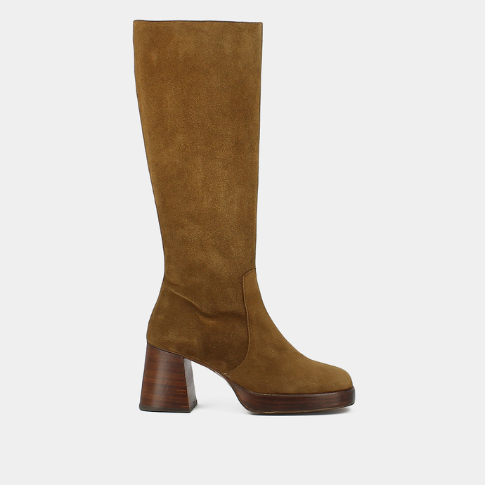 Bottes à plateformes  en croute tabac
