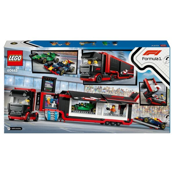 LEGO City 60445 F1 kravas automašīna ar RB20 un AMR24 F1 automašīnām<br>