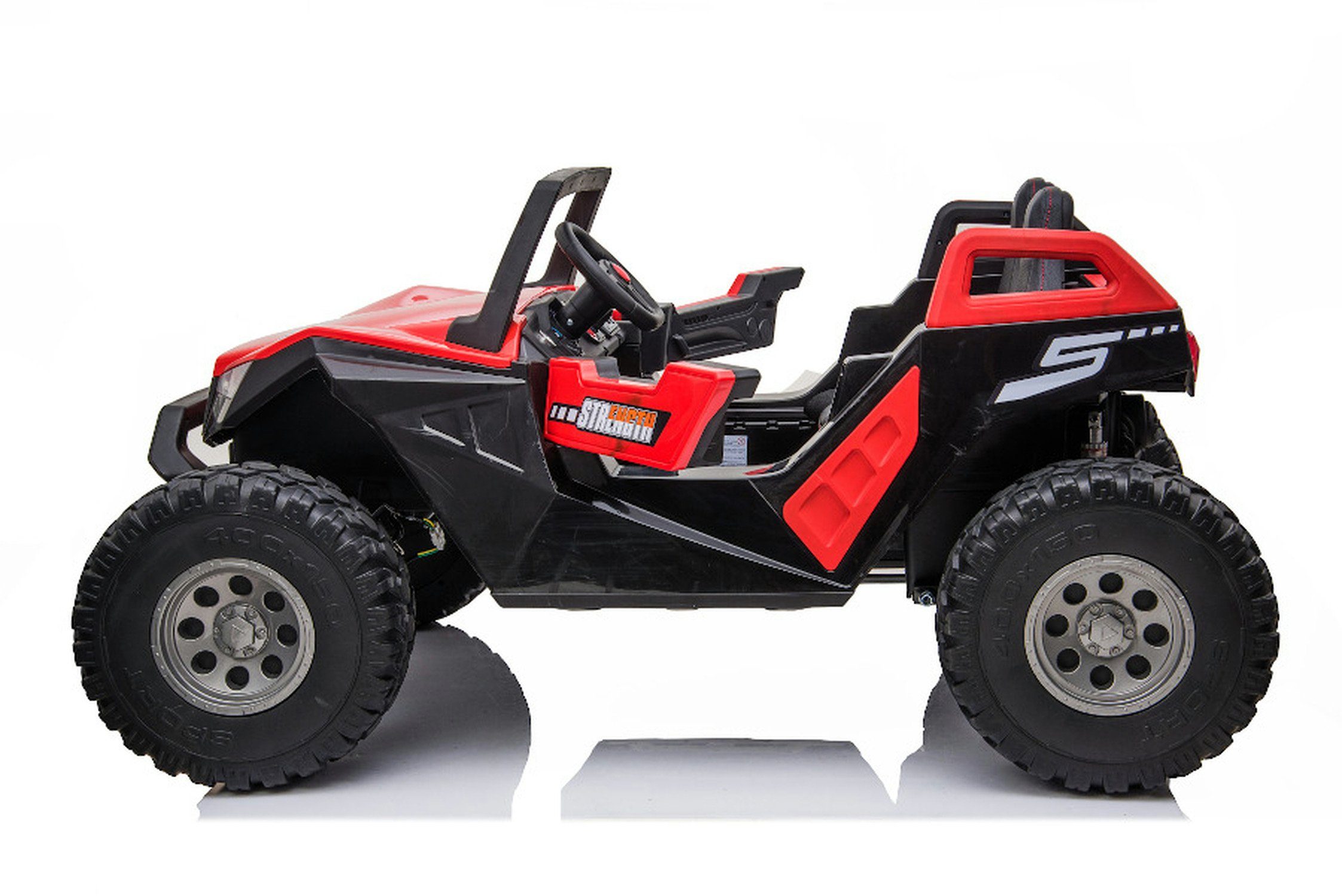 TPFLiving Elektro-Kinderbuggy 928 – Motor: 4 x 12 V – Batterie: 2 x 12 Volt/7 Ah, Zuladung 60 kg, Kinderauto – Elektrobuggy mit Ledersitz und Sicherheitsgurt