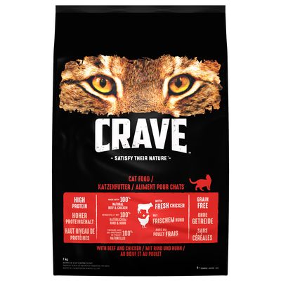 CRAVE tørfoder til voksne katte med oksekød og kylling