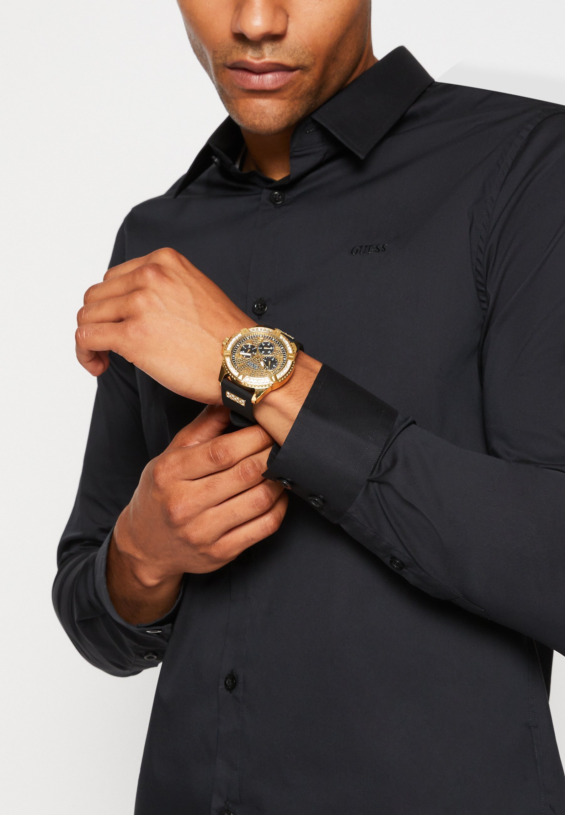 Guess GS FRONTIER - Chronograafhorloge - zwart/goudkleurig