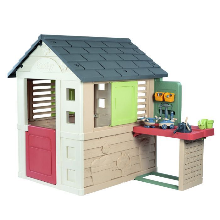 Smoby Life - Nature House + Workshop - Made in France - Recycled Materials - 39 Accessories - Ages 2+