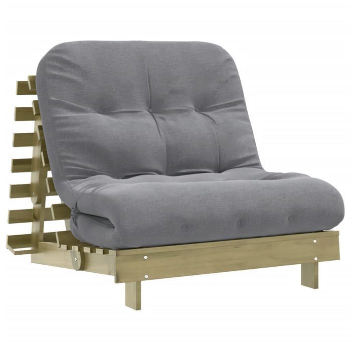 Sofá cama - Sofá cama futón con colchón de 80x206x11 cm, madera de pino impregnada 904717