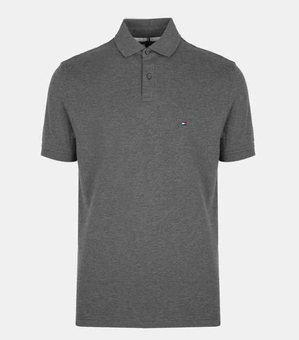 Camisa polo de manga curta Tommy Hilfiger cinza, corte regular, EUA