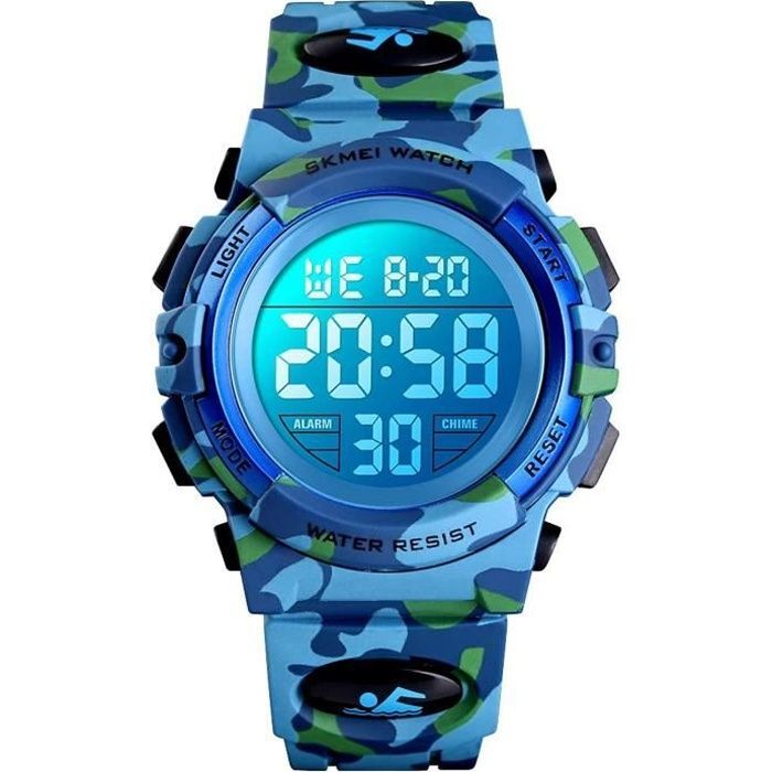 KZKR Children's Digital Watch for Boys, 12-24H Stopwatch with Alarm, Camouflage Sports Watch