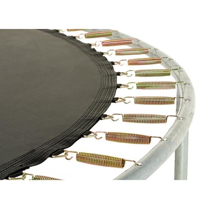 Trampoline MAXI ECO Ø 430 cm Gris - Avec Filet, Echelle, Couverture de Protection