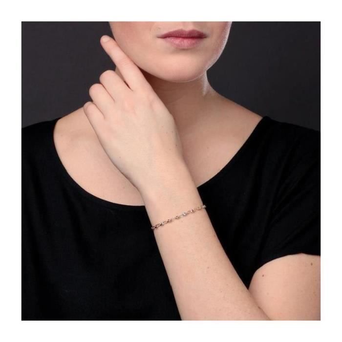 Pulsera para mujer - L'ATELIER D'AZUR - Oro tricolor - Eslabones en forma de grano de café - Largo 18 cm