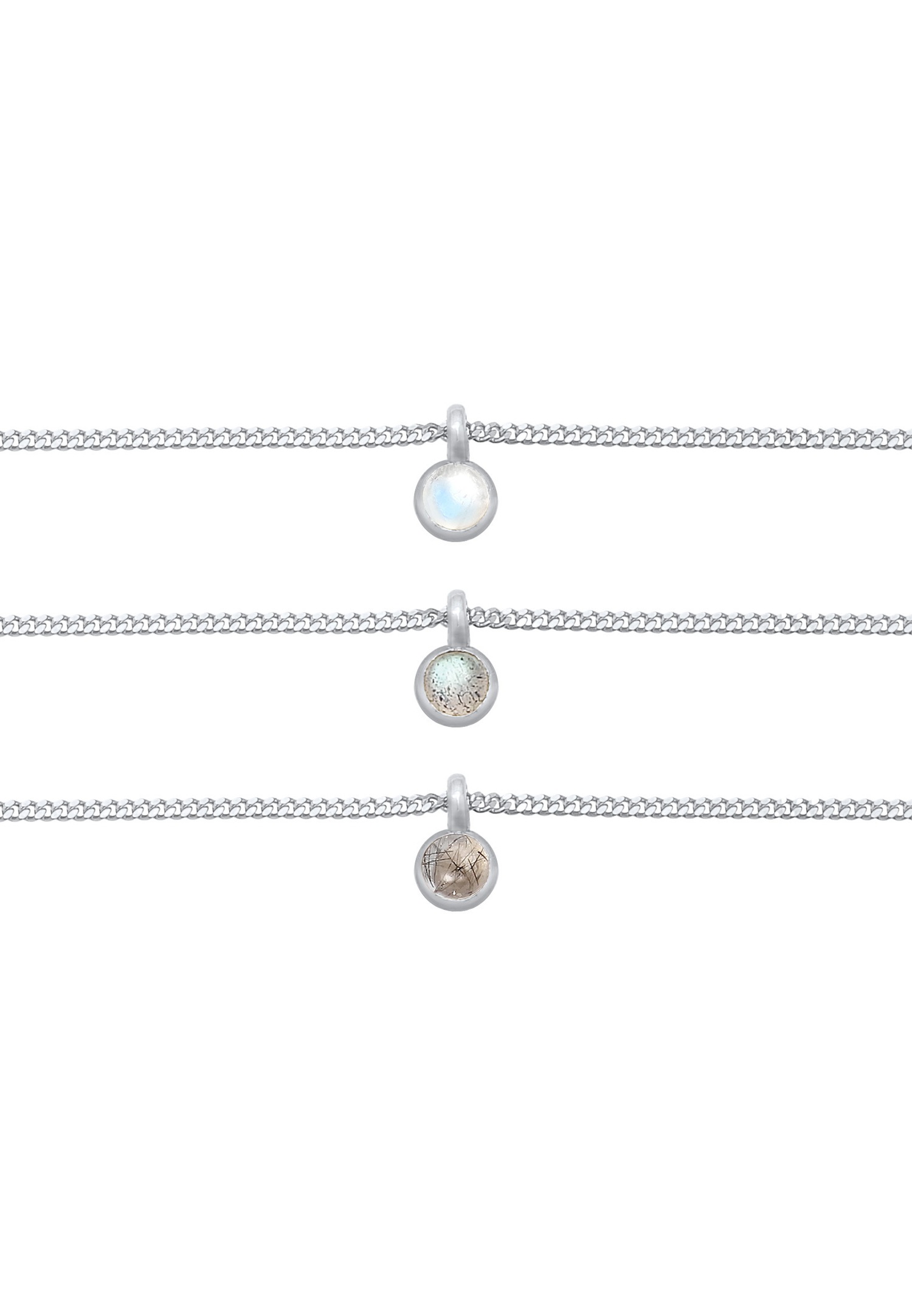 Elli PREMIUM Tour de cou pour dames avec tourmaline Lunestone et Labradorite en argent sterling 925