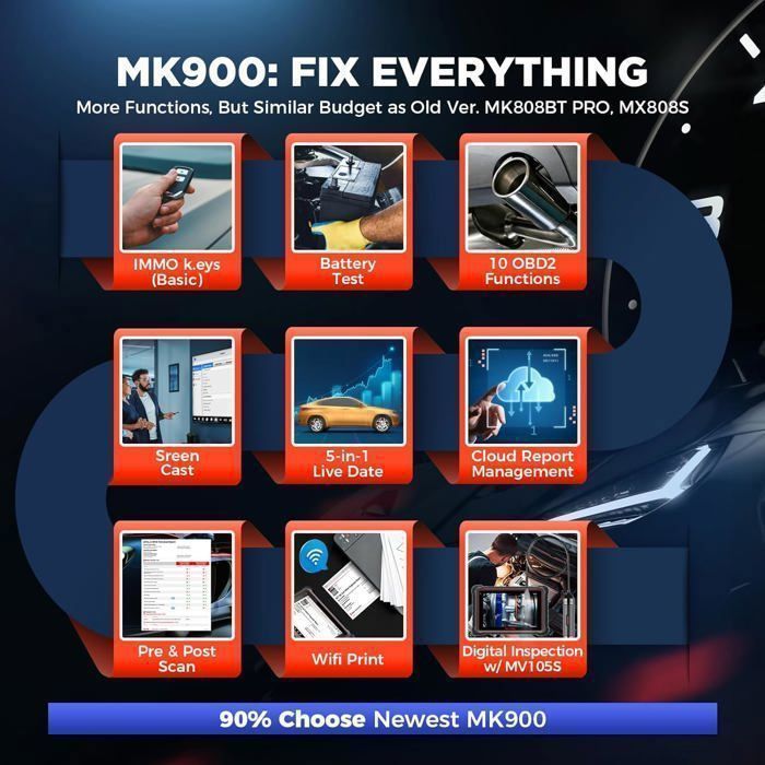 Herramienta de diagnóstico - AUTEL - MK900 (MX808S/MK808BT PRO) - Más de 40 funciones especiales - CAN-FD/DoIP - Android 11, 64 GB