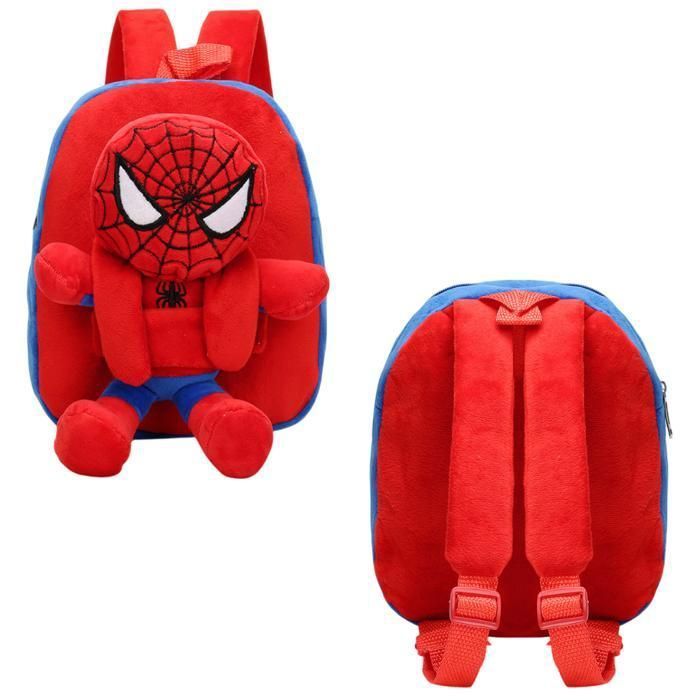 Spiderman Plush Red & Blue Children's Backpack - Cute Ultra-Light Backpack for Preschool & Leisure