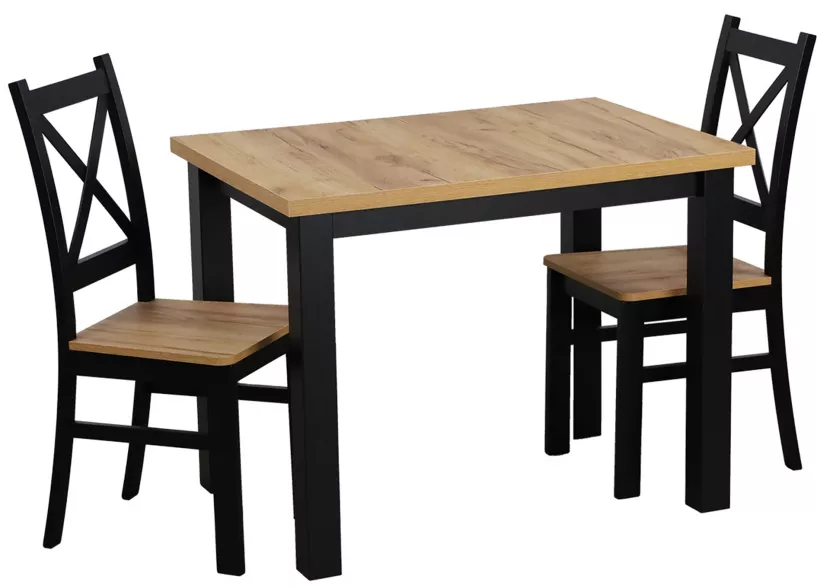 Zestaw stół 100x70 z 2 krzesłami M019-2 Czarny/Dąb Craft