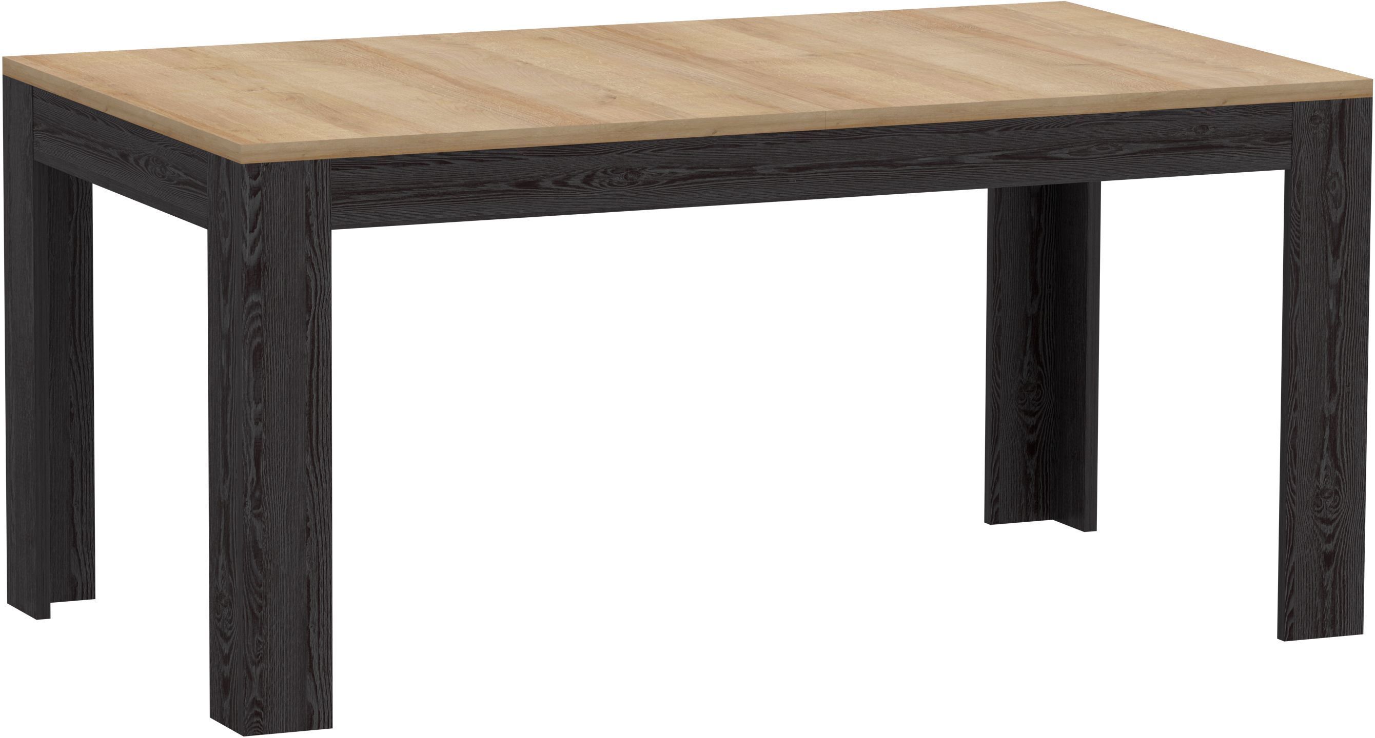 Table à manger extensible BOHOL – Noir & Bois – 8 personnes – Extension L 160 à 206,6 × P 90,2 × H 78,2 cm